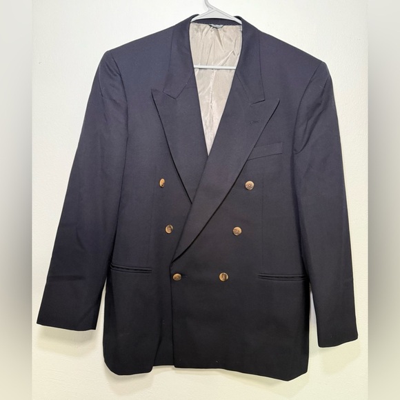 Chaps Blazer Men Navy Blue Linen Blend Ralph - Picture 1 of 13